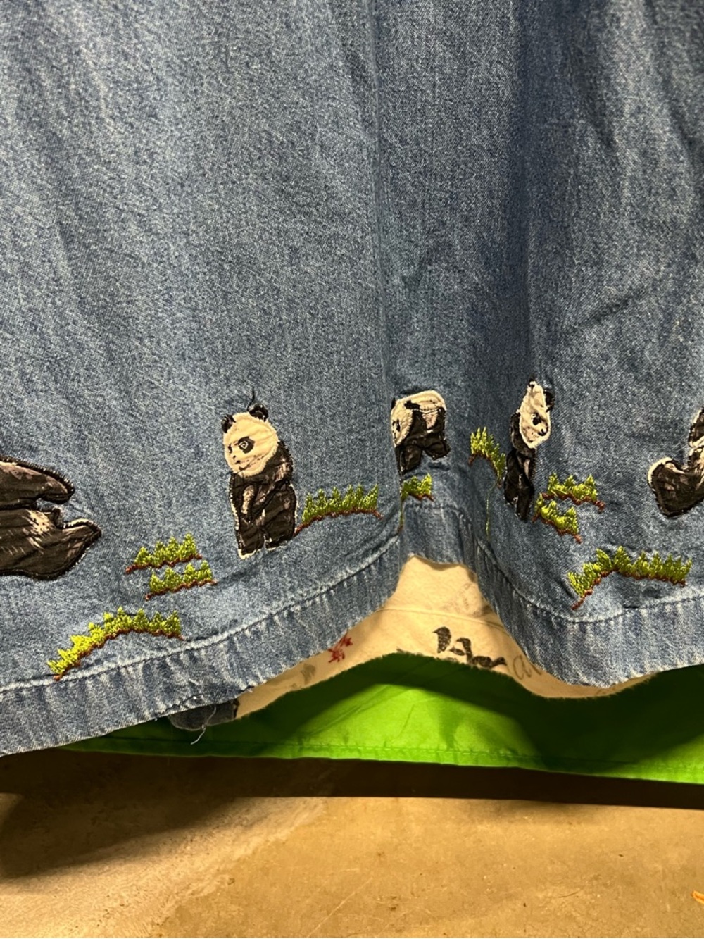 Denim Panda Embroidered Maxi Dress - Picture 4 of 7